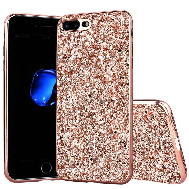 Чехол для телефона iPhone 7 8 Plus X Xs Xr Max роскошные стразы с блестками Coque Мягкий ТПУ