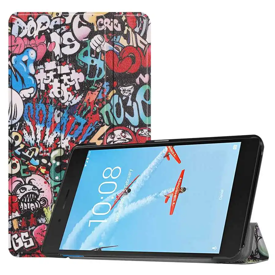 TY Тонкий Магнитный чехол из искусственной кожи для lenovo Tab E7 tb-7104f, 7,0 дюймов, умный чехол для lenovo Tab E7, чехол для планшета+ пленка+ ручка - Цвет: TY