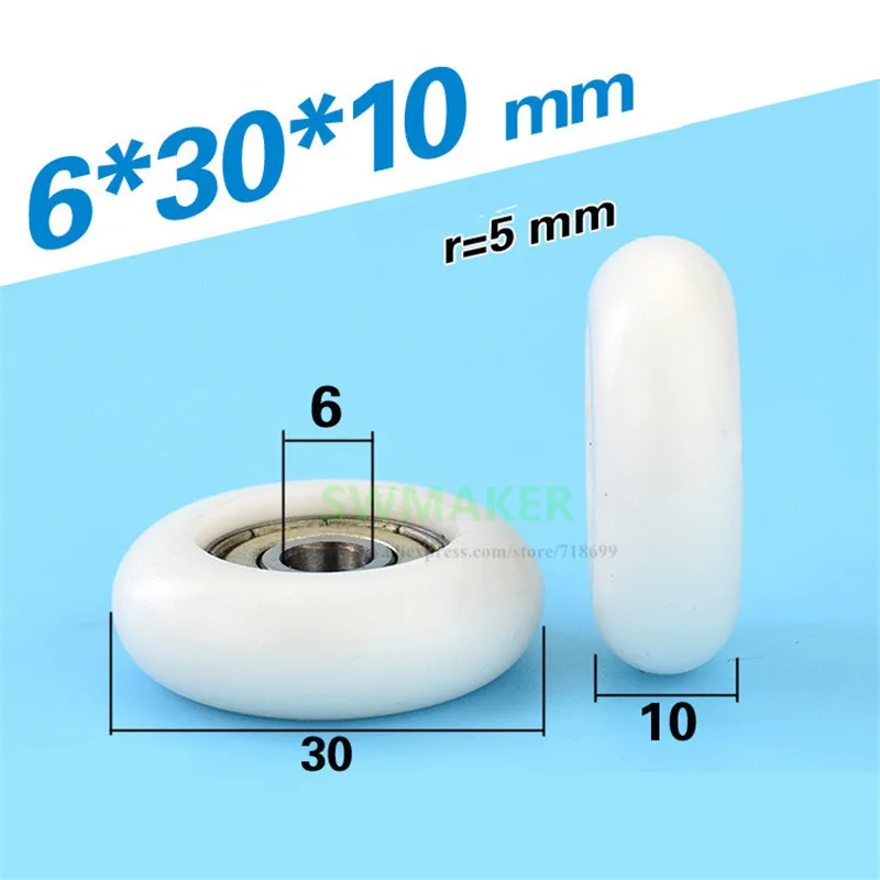 

10pcs M6*30*10mm 6*30*10mm M6 screw shaft / thread / screw roller, guide wheel, roller pulley, drawer showcase POM