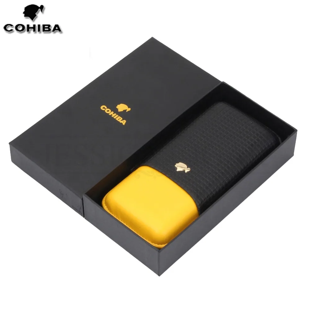 COHIBA Черный Путешествия портсигар кожа деревянный из испанского кедра хьюмидор 3