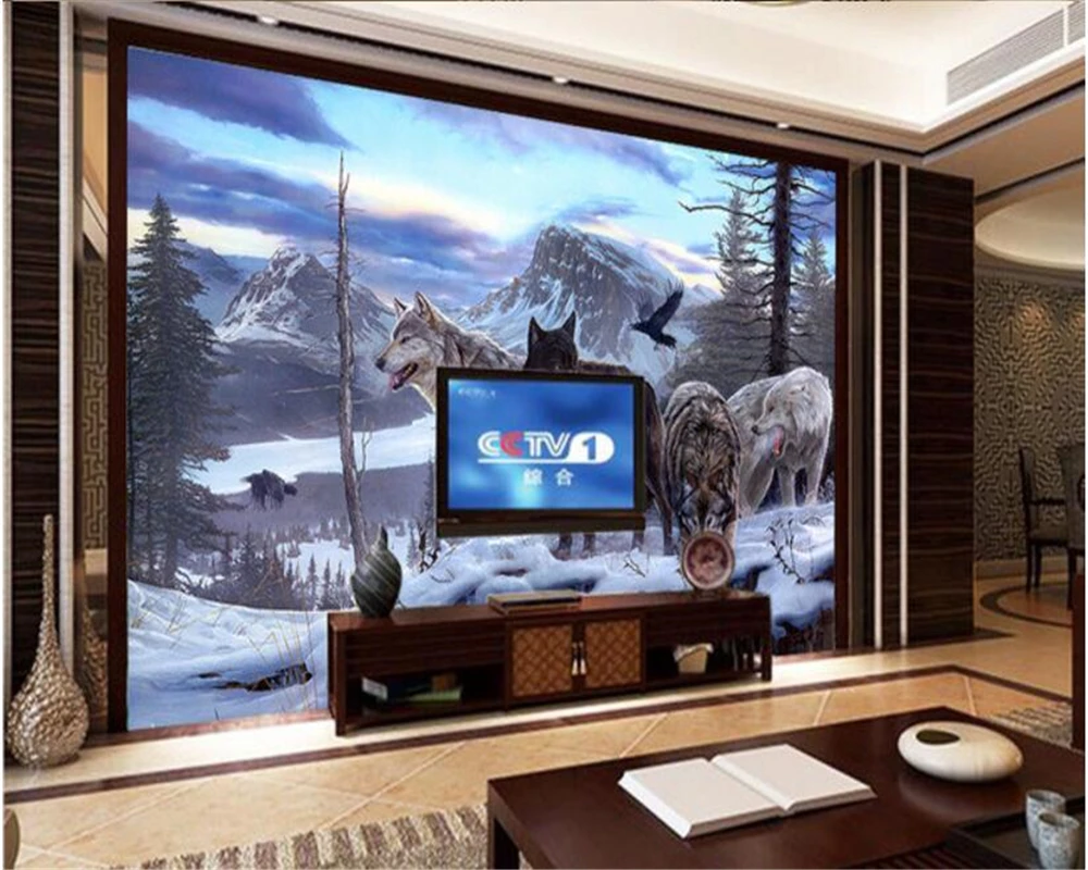 Высокое Качество Модные персональные волки настенная бумага фон украшение