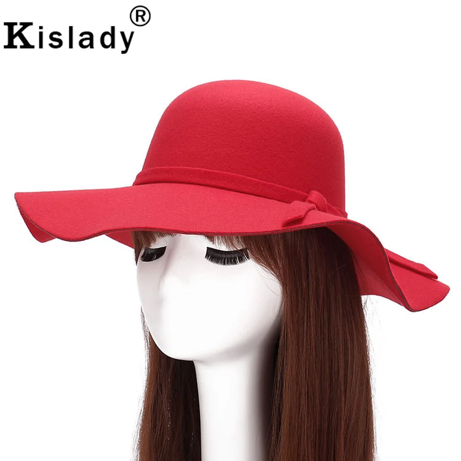 Kislady Осень Зима Дикая с большим краем шерсть фетровая шляпа для дам модные