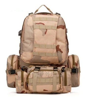 Sand Camouflage Высокое качество 50л большой емкости Многофункциональный Военный Рюкзак Камуфляж Molle армейские рюкзаки рюкзак мужской рюкзак для путешествий - Цвет: Sand Camouflage