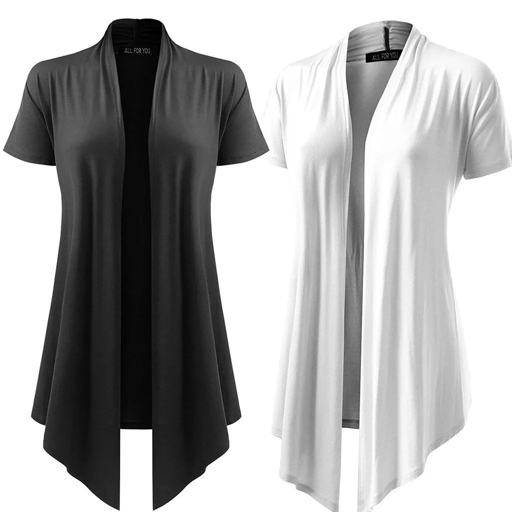 Женский мягкий драпированный кардиган с коротким рукавом однотонный