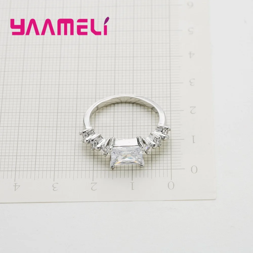 

Generous Princess Cute Square CZ Stone Ring Clear Austrian Crystal 925 Sterling Silver Wedding Accessories for Women