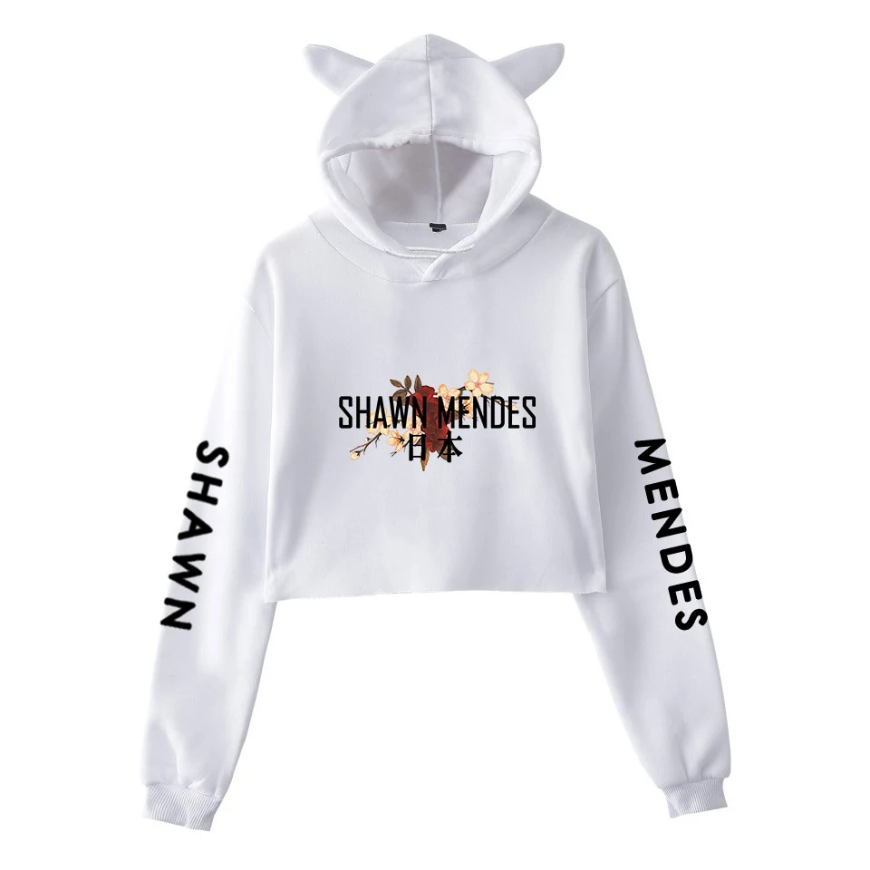 Толстовки Shawn Mendes короткий топ с длинным рукавом милая Женская одежда для девочек