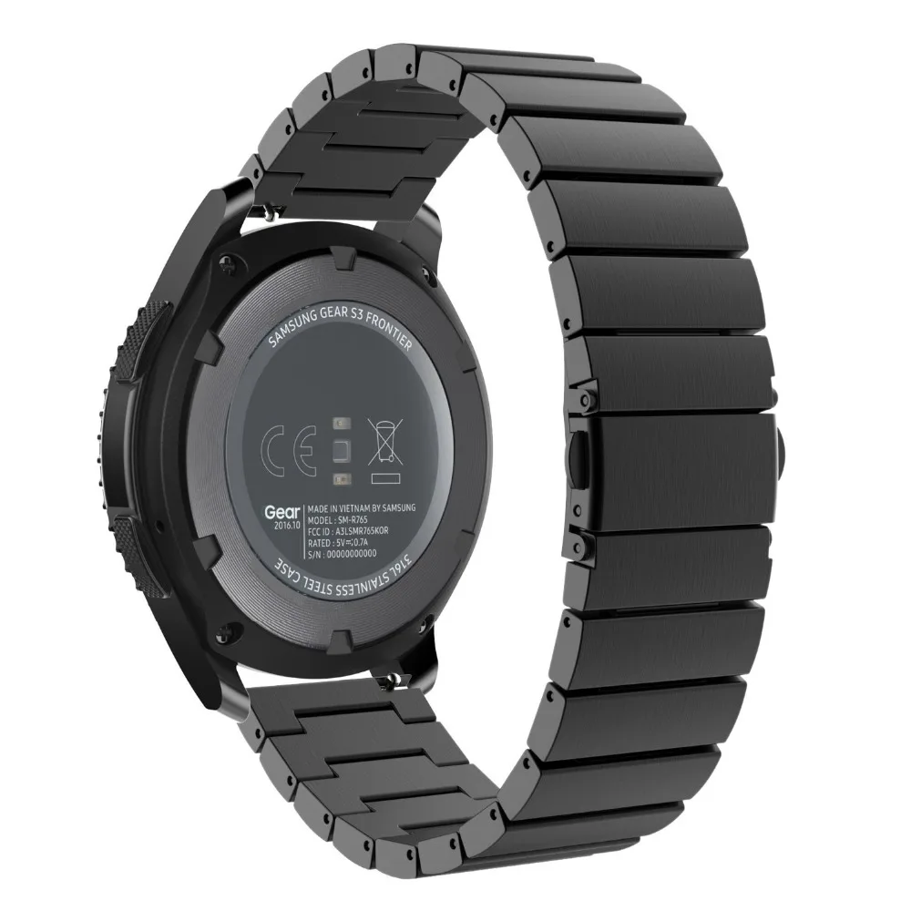 Ремешок для часов из нержавеющей стали для samsung gear S3 S2 классический 20 мм 22 мм браслет ремешок с прочной складной застежкой для huawei Watch 2