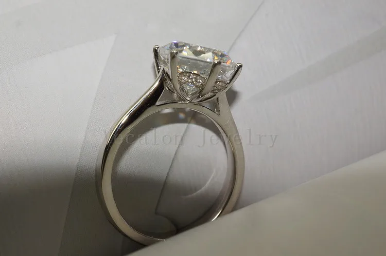 Vecalon 2016 Брендовое женское кольцо с пасьянсом 4ct AAAAA Циркон cz Стерлинговое Серебро