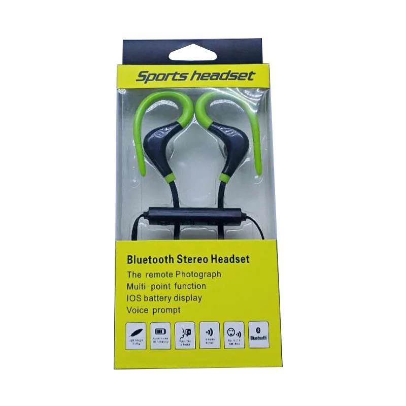 Green Беспроводные наушники с Ушными крючками V4.1, Bluetooth наушники, стерео Бас-гарнитура, спортивные музыкальные наушники fone de ouvido для Xiaomi Iphone 6/6 S/7 - Цвет: Green