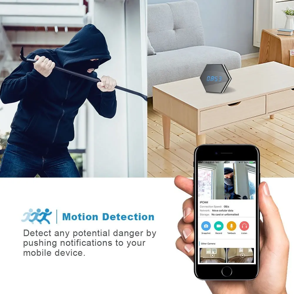 Wi fi мини камера Будильник HD 1080 P видео регистраторы Ночное Видение движения