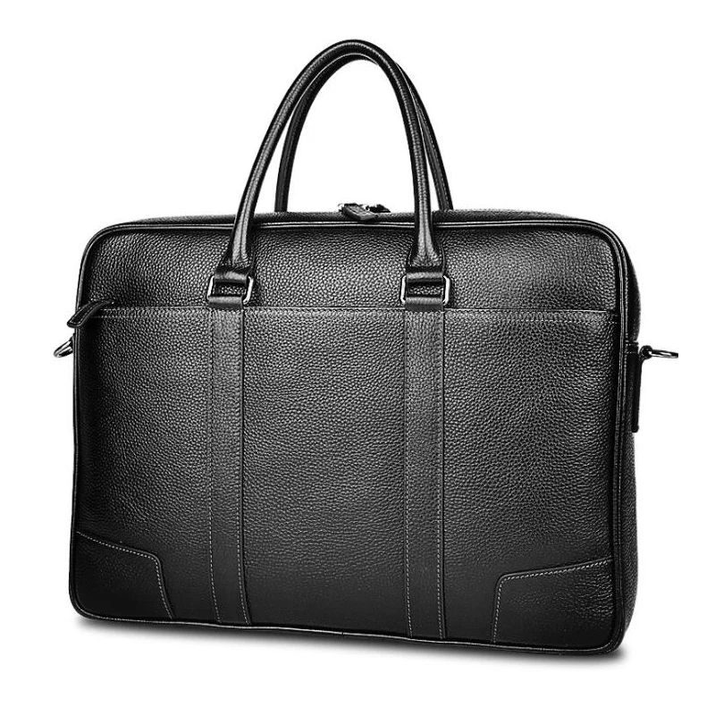 Top sell Brand Business Men genuine leather Briefcase Bag Luxury Leather 15.6 inch Laptop Bag Man Shoulder Bag