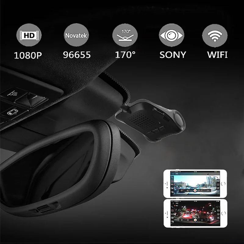 Авто 170 градусов скрытый WiFi Автомобильный видеорегистратор HD 1080P ночного видения