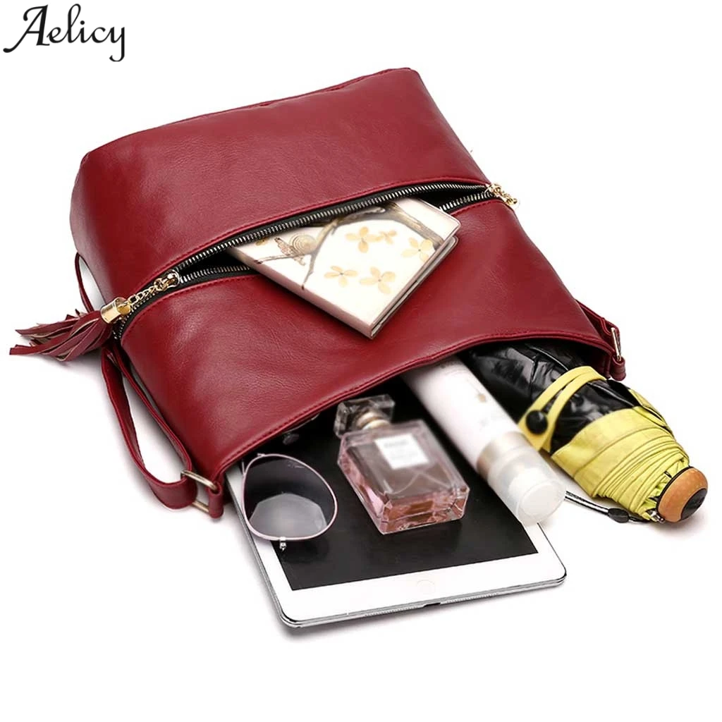 Женская сумка мессенджер Aelicy модная однотонная из искусственной кожи с клапаном