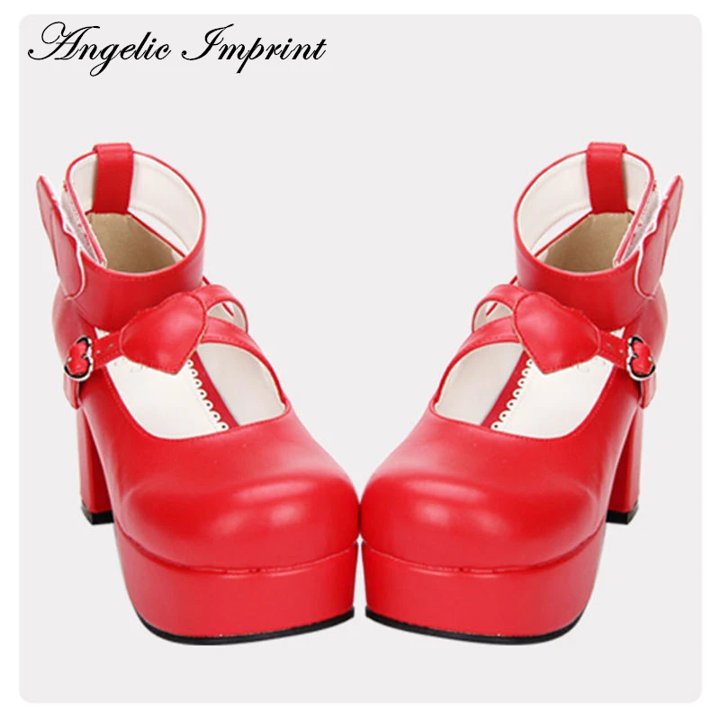 Туфли лодочки из ПУ кожи с круглым носком на каблуке 8 см|8cm heel|heels redankle strap |