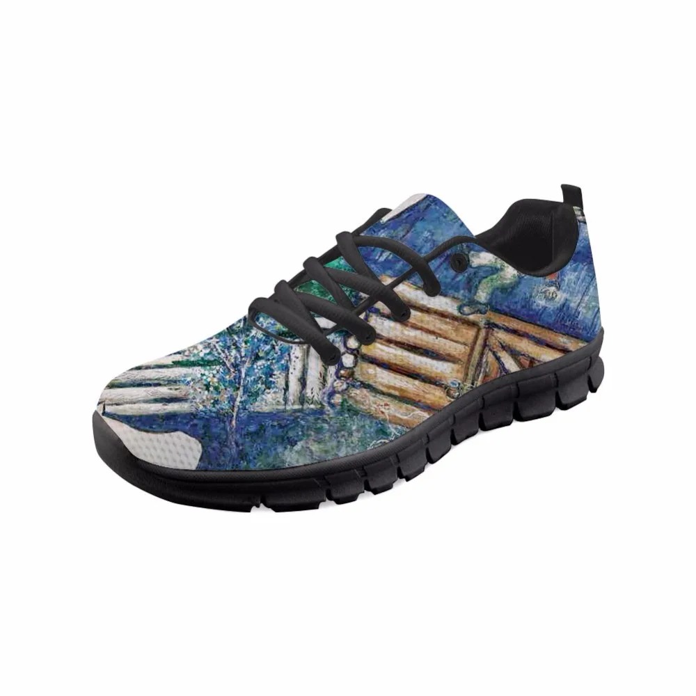 

2021 Sneakers Female Flats Shoes Black bottom Comfortable Breathable Spring Painting Art Printed Of Marc Chagall Master pieces