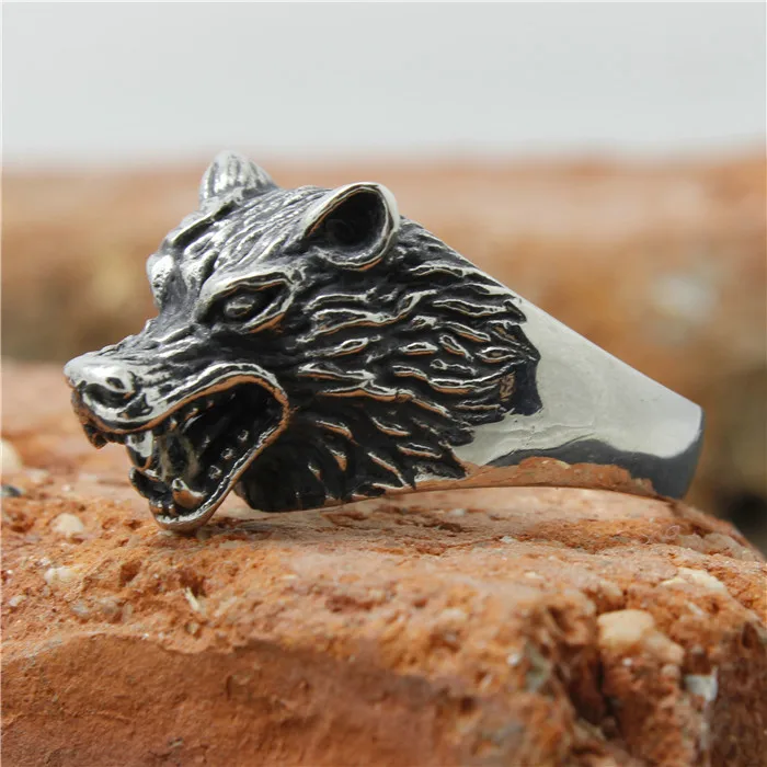 1pc Mens Boys 316L Stainless Steel Punk Gothic Style Dog Biker Ring Wholesale Price | Rings