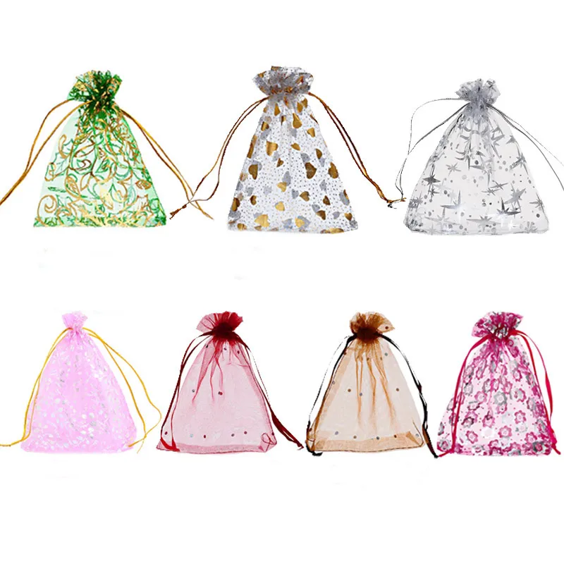 MJARTORIA 125 шт. подарочные сумки из органзы на Рождество сумка кулиске с цветами в