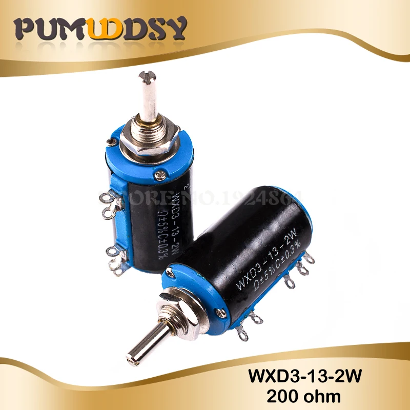 2 шт. WXD3-13-2W 200R ohm WXD3-13 Вт Поворотный многооборотный потенциометр с проволочной