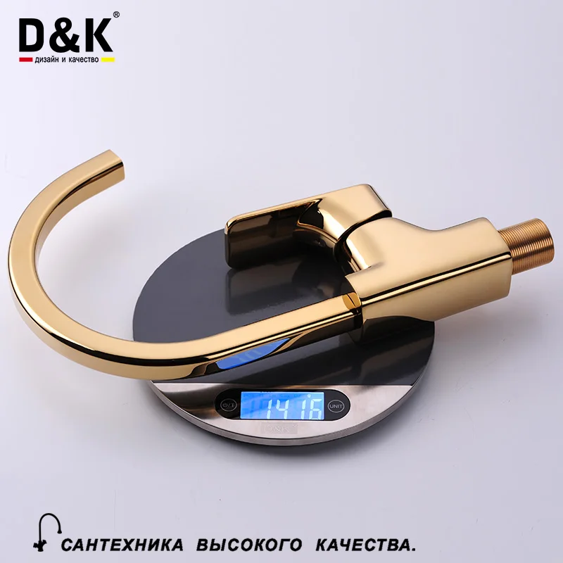 D&K Кухонные смесители латунь золотый Поворот на 360° холодной и горячей воды кран