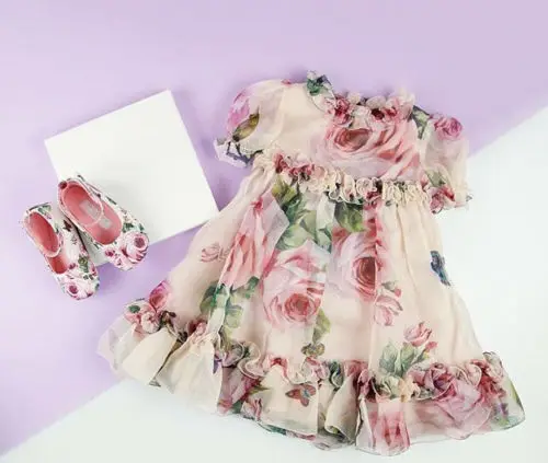Праздничное платье-пачка из тюля с цветочным принтом для маленьких девочек
