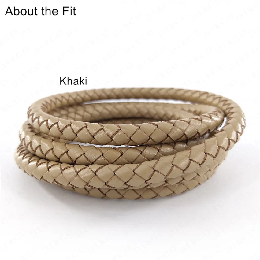 Khaki 23 6 мм 15 м/рулон плетеный кожаный край режущий яловичный спилок натуральная круглая плетеная кожа для изготовления браслетов и ожерелий - Цвет: Khaki 23