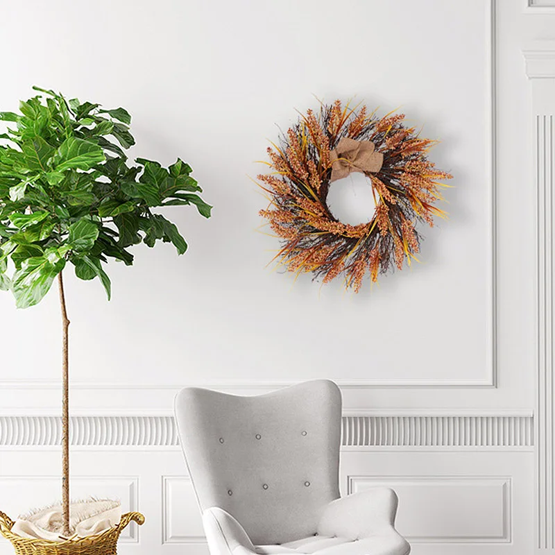 45 см осенние зерна пшеницы ушной Раттан круглый искусственный цветок входная