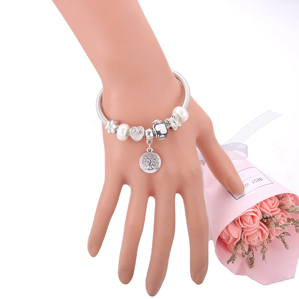 Оригинальные эластичные металлические бусины антикварные женские браслеты со