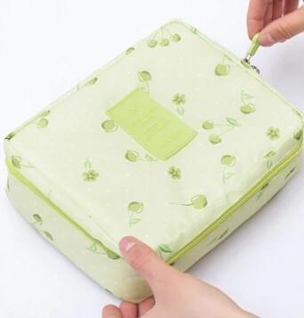 green cherry Косметический чехол с летящими птицами, сумка для макияжа, женская переносная сумка для хранения туалетных принадлежностей, водонепроницаемые дорожные сумки LS8973 LM4092fb - Цвет: green cherry
