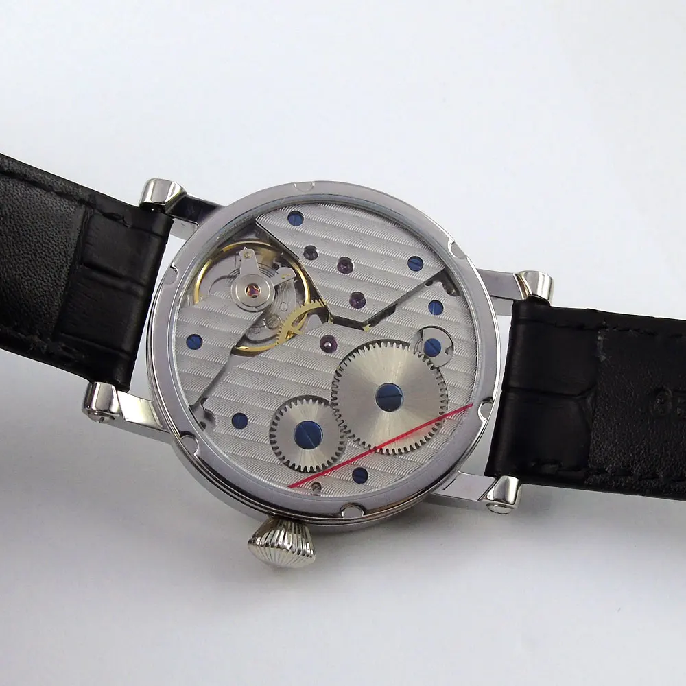 42mm PARNIS Steel Case embossment GMT Moon Phase relogio masculino Roman Numerals hand winding movement men's watch wholesale | Наручные