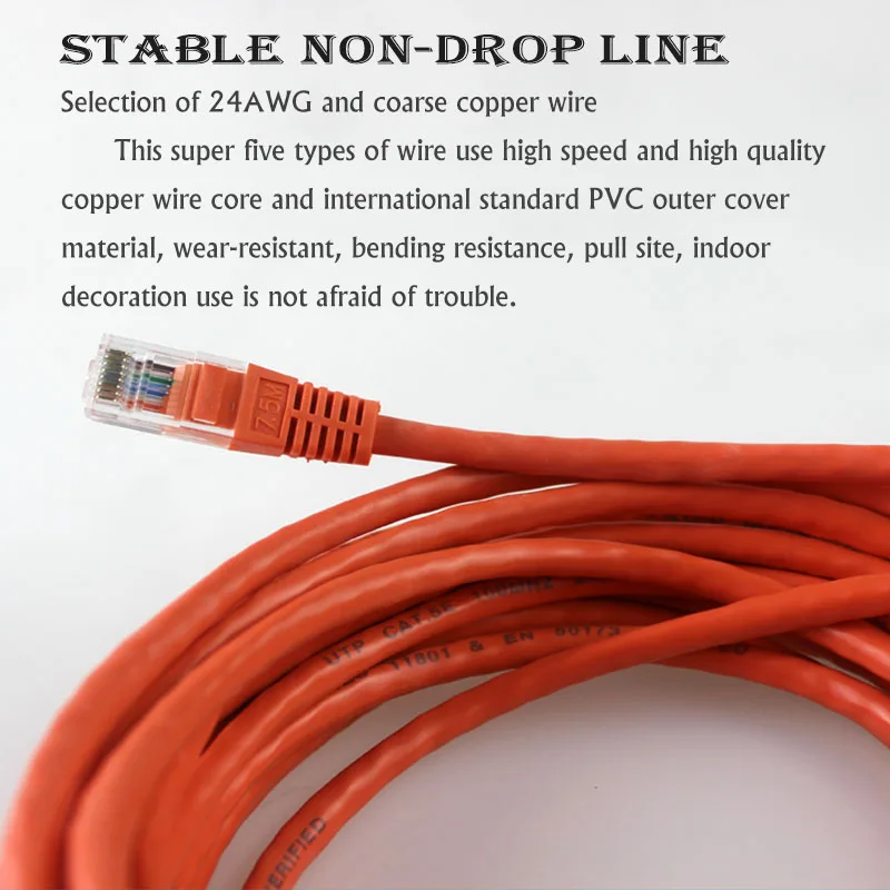 7 5 м 24.5FT UTP CAT5E кабель 24AWG * 4 P RJ45 литья пластмасс под давлением 8P8C 100 МГц джемпер