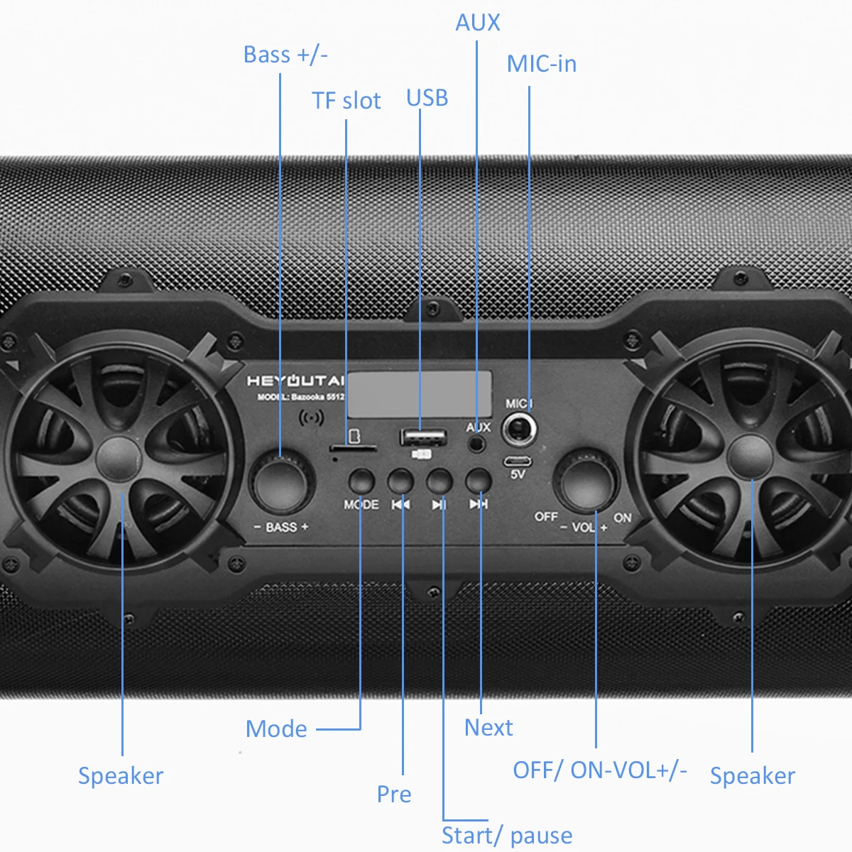 15 Вт динамик bluetooth беспроводной стерео Бас HIFI динамик сабвуфер AUX USB TF карта fm-радио портативный уличный музыкальный плеер