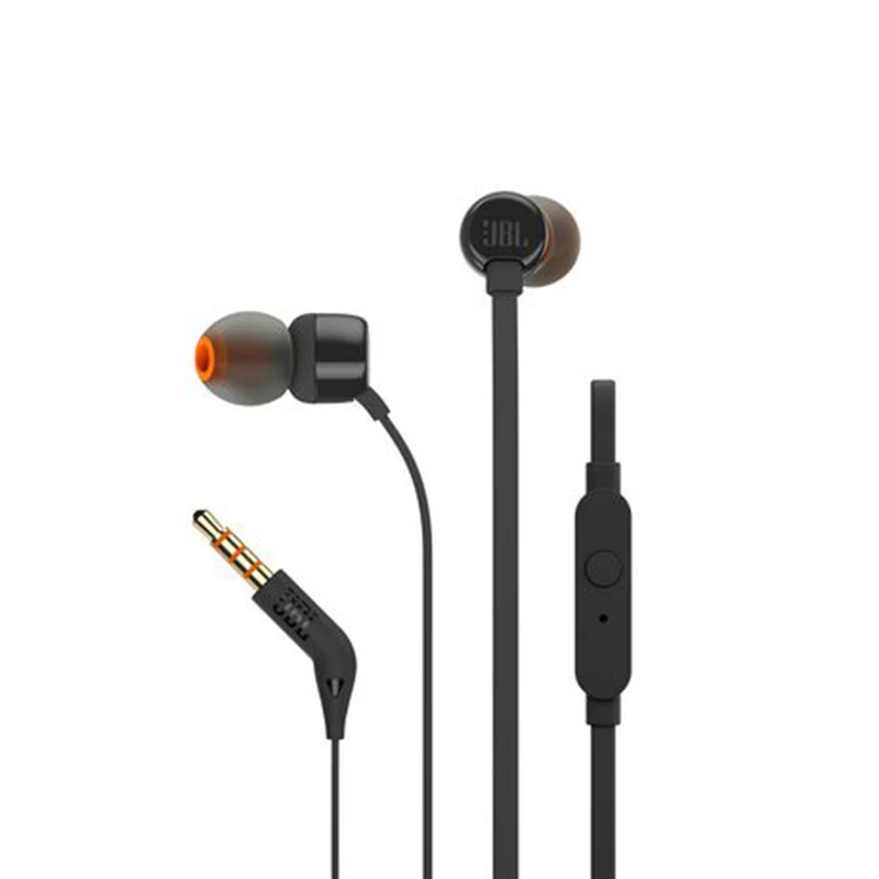 JBL T110 наушники плотно прилегающие к уху, динамический спортивные музыкой чистый Hi-Fi глубокий бас стерео звук гарнитура 1-кнопочный пульт дистанционного управления с микрофоном