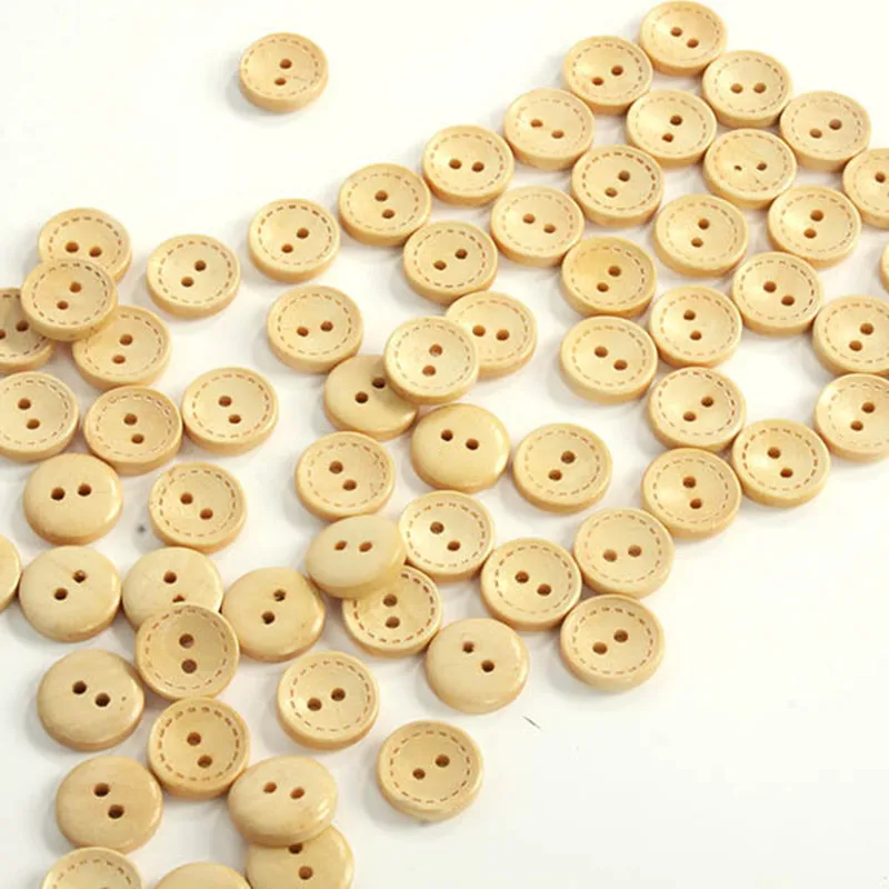 Лидер продаж деревянные пуговицы в горошек круглые с 2 отверстиями аксессуары