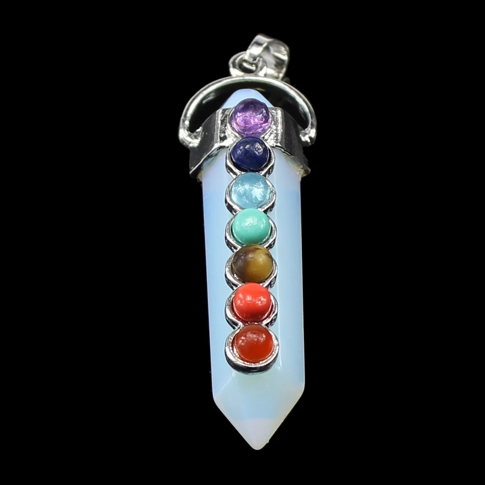 Sea Opal Мода натуральный драгоценный камень кулон Стразы шикарные ювелирные изделия кристалл шестиугольные остроконечные рейки подвески ожерелья бусы - Окраска металла: Sea Opal