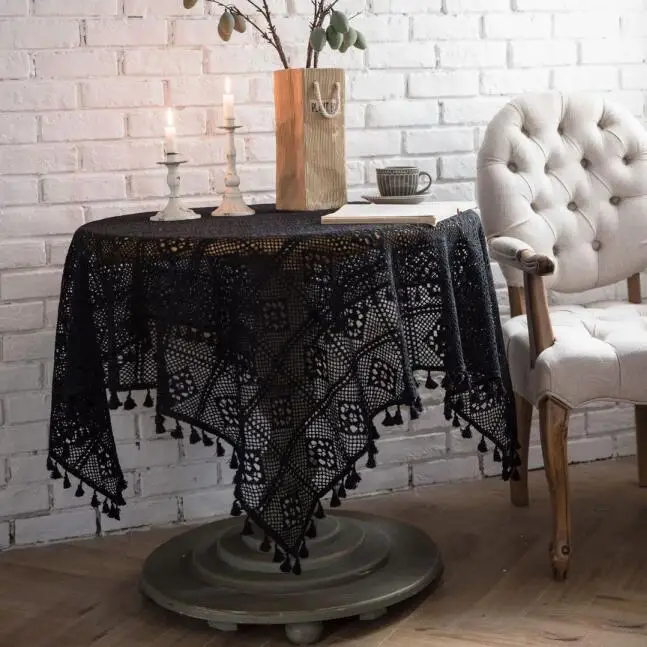 Вязаное кружевное полотенце из 100% хлопка потертая шикарная винтажная Вязаная