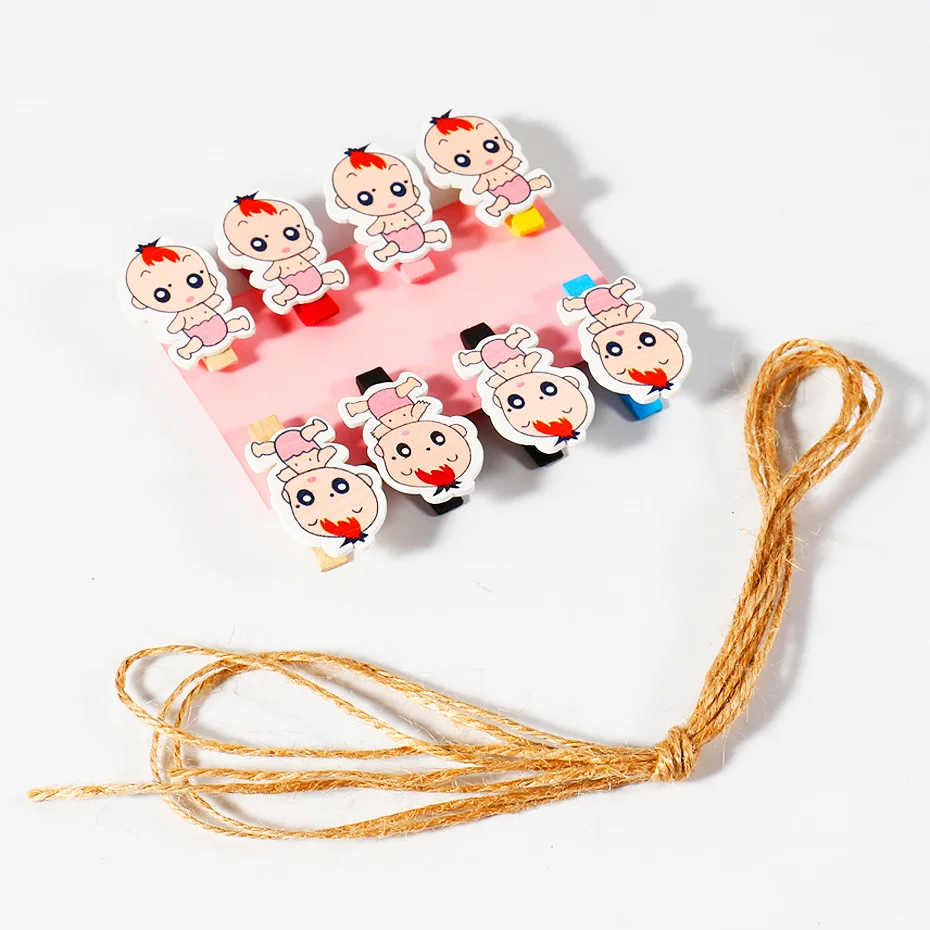 20 шт. мини твердой древесины клип домашнего интерьера меню с веревкой фото