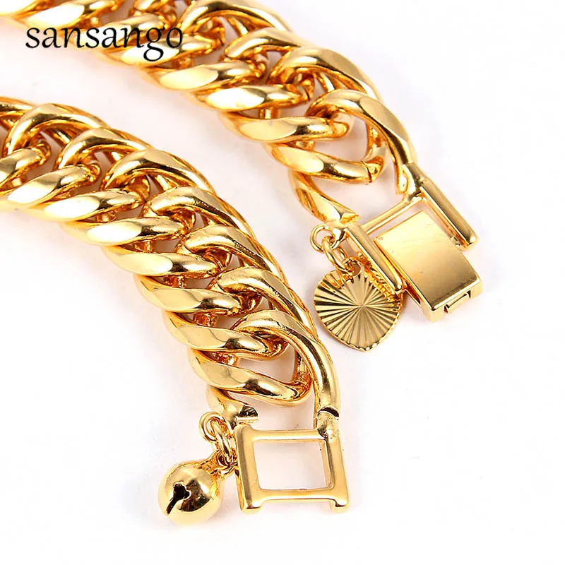 New Arrival Hip Hop 24K Golden Curb Link Chain Bracelet Male Jewelry For Men Women Luxury Bangle Party Gift Wholesale 18cm