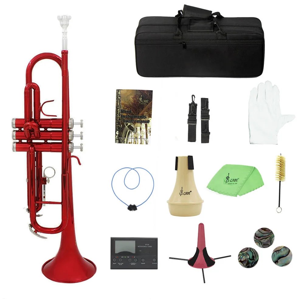 Brass Trumpet Bb B Flat with Mouthpiece Carry Bag Tuner Mute Stand Gloves Cleaning Tools Wind Instrument for beginners | Спорт и
