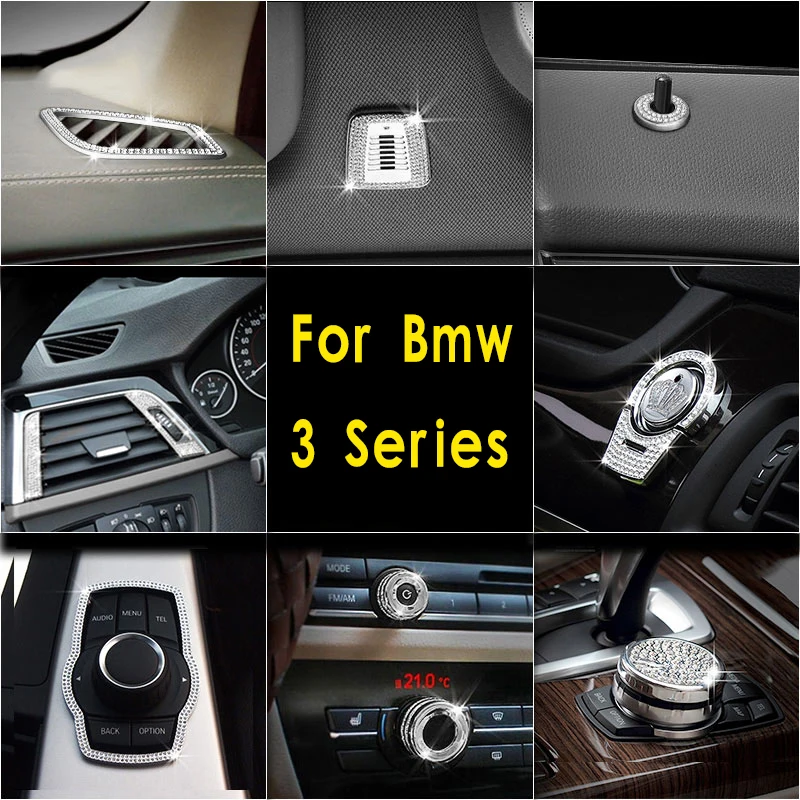 

Diamond Style Star Ring Frame Cover Button Volume Adjust Switch Cover Trim Decoration Stickers for bmw 3series for bmw 3gt