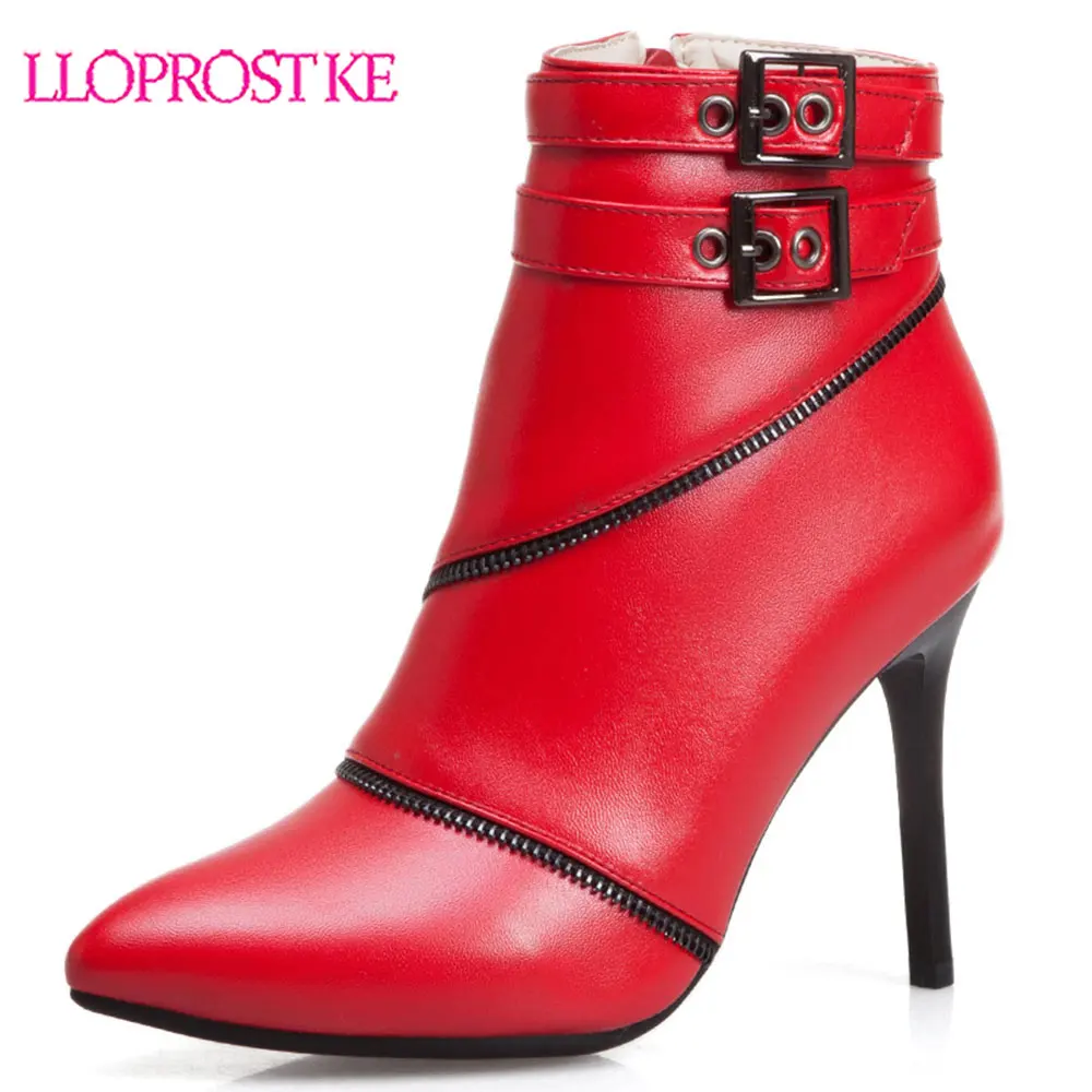 

Lloprost ke Ankle Boots for Women Pointed toe Martin Boots Thin High Heels Motorcycle Boots Autumn Winter Short Botas Mujer H510