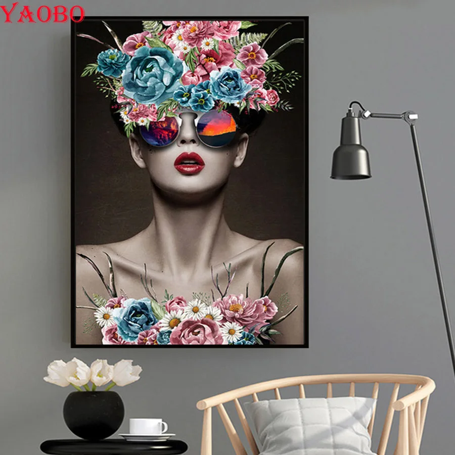 

Современная модная женская цветочная Алмазная вышивка 5D DIY Алмазная Картина Вышивка крестом Стразы картины мозаика ремесло Домашний декор