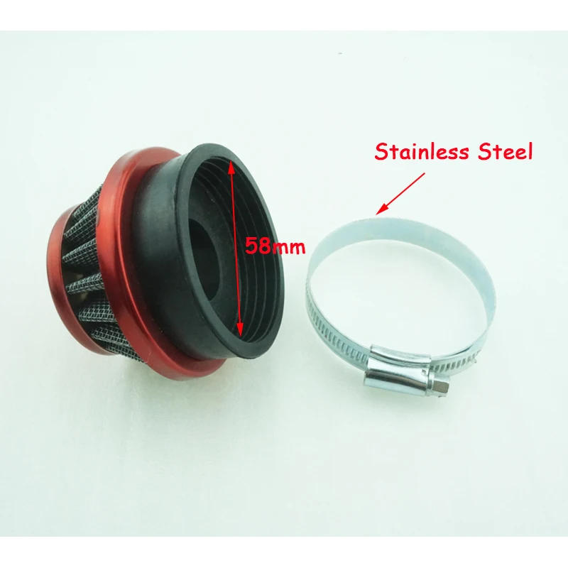 Красный 58 мм воздушный фильтр для газа Мини Мото мотоцикла моторизованный