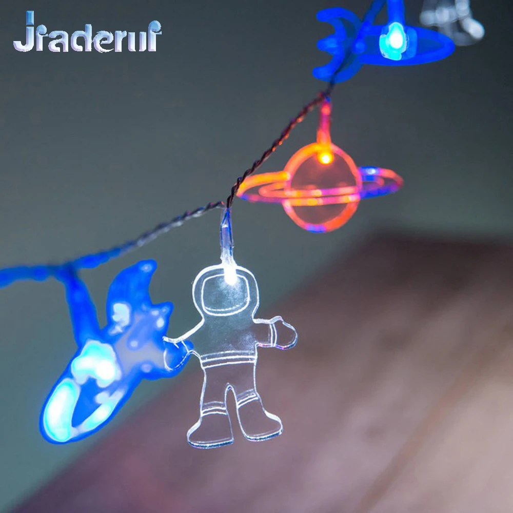 Jiaderui, украшение для детской комнаты, светодиодный, для дома, для космоса, гирлянда, светильник, 1,65 м, 10 светодиодный, космонавты, космический корабль, ракета, Марс, подарок для детей