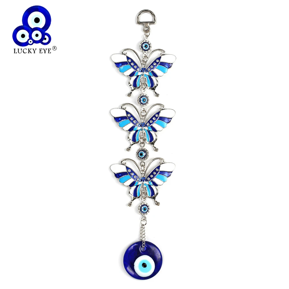 Lucky Eye сплав Красочные бабочки кулон настенный брелок Турецкий Дурной глаз ключи цепочка модные ювелирные изделия подарки EY5045