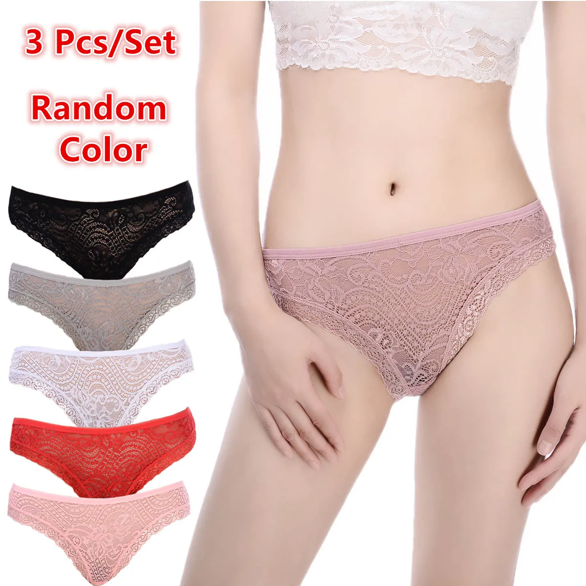 Женские кружевные трусики комплект из 3 предметов хлопковое нижнее белье с