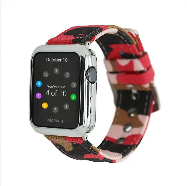 Спортивные холщовые ремни для iWatch серии 4 3 2 1 Камуфляжный ремешок Apple Watch Band 42 мм 38