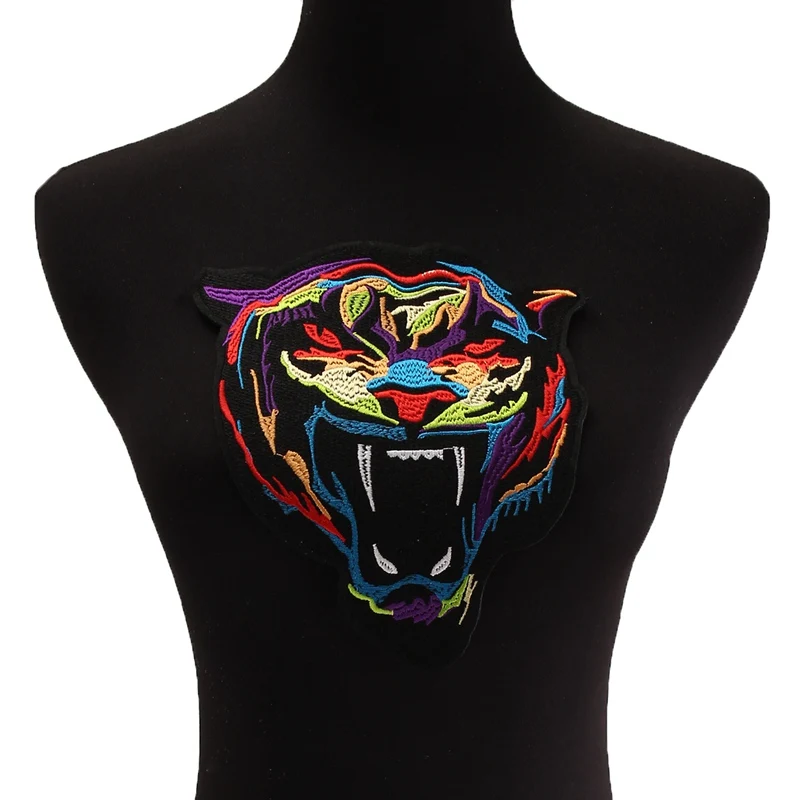 1 шт. вышитый Радужный тигр пришитый на железной нашивке значок сумка тканевая