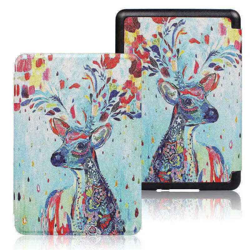 Colorful deer Чехол для всех новых Kindle 10th Gen выпуска тонкий защитный смарт-чехол с принтом из искусственной кожи чехол с автоматическим выключением/пробуждением - Цвет: Colorful deer