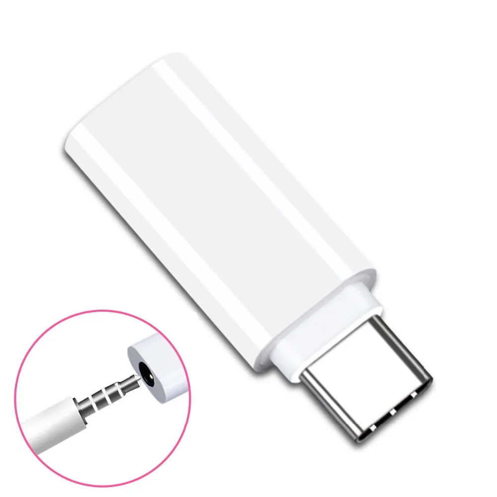 

Black & White USB Type-C to 3.5mm Earphone Adapter USB-C 3.1 Male to AUX Audio Female for Xiaomi 6 Mi6 Letv 2 Pro 2 Max2