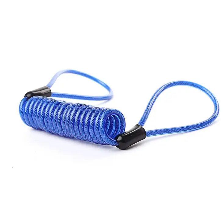 Blue Wire Rope 150 см мотоциклетная защита от кражи, мотоциклетная Противоугонная сигнализация, аксессуары для багажа, сумка с замком, велосипедная Защитная веревка, пружинная катушка - Цвет: Blue Wire Rope